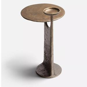 Table d'appoint ronde en métal au design tendance, table basse de qualité antique, taille personnalisée, en aluminium pour la finition laiton. - Product Image 3