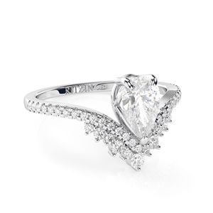 Anillo de Compromiso de Oro Rosa de 14K con Diamante Cultivado en Laboratorio con Corte de Pera, Estilo Elegante para Mujer, RITZIN - Product Image 6