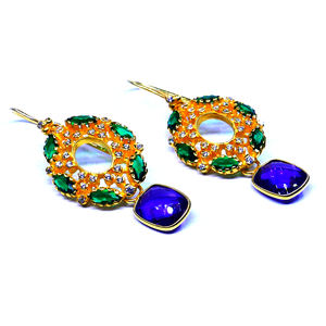 Chrome Diopside White Topaz Amethyst Earring 925 Sterling Silver Gemstone Gold Plated Women <b>Couple</b> Precious - Product Image 2