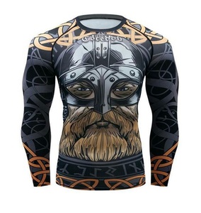Mens Sports <b>Compression</b> Mma Rashguards Custom Designs Printed Long Sleeve <b>Shirt</b> Oem Sportswear Gym Fitness Mens Bjj Rashguard - Product Image 1