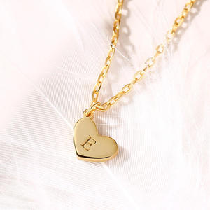 Jeulia Custom Engraved <b>Initial</b> Heart Plate <b>Necklace</b> Perfect Gift - Product Image 3