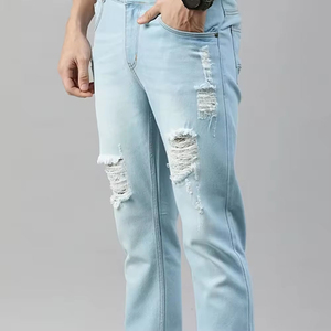 Pantalones vaqueros rasgados desgastados de calidad superior personalizados para hombre - Product Image 6