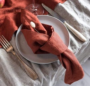 Rouille rouge 100% coton serviettes en tissu lavable Table à manger ensemble pour la maison et le mariage réutilisable pour une utilisation au restaurant - Product Image 1
