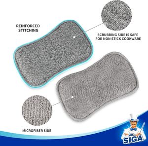 Éponge à récurer en cellulose anti-rayures MR.SIGA, éponge à vaisselle double face, lot de 12 - Product Image 3