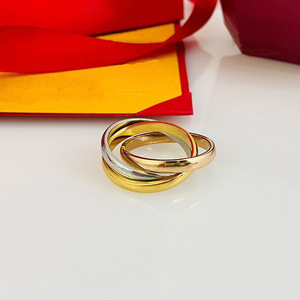 Resoul <strong>Cartier</strong> Tri-color Three-Band <strong>Rings</strong> for Woman Trendy Ins-Style Waterproof 18K Gold-Plated Stainless Steel <strong>Ring</strong> - Product Image 3