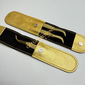 Pince à épiler pour extensions de cils en acier inoxydable noir, anti-magnétique, anti-statique, à pointe lisse de 10 mm, avec porte-clés drapeau américain et logo personnalisé, pour la beauté - Product Image 2