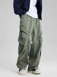 Streetwear Baggy Denim Cargos Pantalones Hombres con Bolsillos Laterales - Product Image 4
