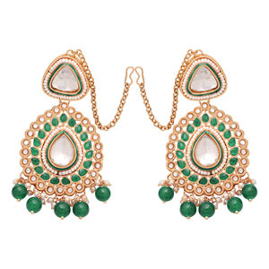 ต่างหู kundan, คอลเลกชันต่างหู kundan, แนวโน้มต่างหู kundan, ต่างหู kundan อินเดีย, ต่างหู kundan ที่สง่างาม, ของขวัญสำหรับเธอ - Product Image 3