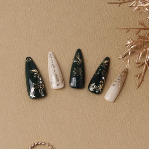 Rococó 18 profesional de lujo 3D en relieve pegatinas de uñas diseño de hoja de llama en hoja de oro plata estilo de decoración de punto de Corea - Product Image 2