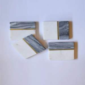 Ensemble de 4 sous-verres à thé ronds en marbre noir de qualité avec des sous-verres en pierre de taille personnalisée de haute qualité - Product Image 5