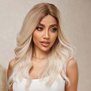 DWY BL66091-1 20 Inch for Ombre White <b>Long</b> Curly <b>Wig</b> with Transparent Lace Front Loose Wave Style for Women - Product Image 5
