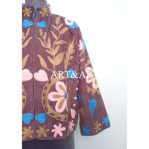 Floral Embroidery Button Cotrise Quilted Jacket Cotton Lining Handmade Winter Autumn Quick Dry Breathable Eco-Friendly Party - Product Image 2