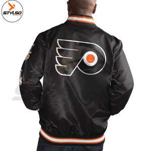 Nom et numéro de l'équipe de conception personnalisée blouson aviateur de démarrage blousons aviateur en satin brodé prix de gros - Product Image 6