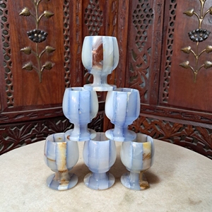 Ensemble de 6 pièces en marbre Onyx de qualité supérieure Verres à liqueur rose bleu-vert de 4oz et 2oz - Product Image 2