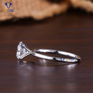 Anillo de oro blanco con diamante de corte redondo Lab-Stone 1,25 TDW, oro de 18K/14K, Color DE LA EF-VS para compromiso o boda - Product Image 3