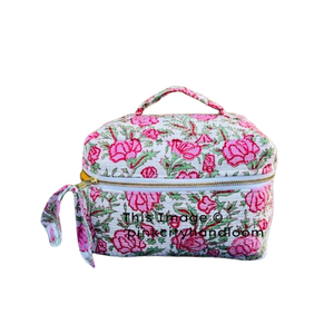 Chất lượng tốt nhất cotton Vanity Túi Ấn Độ chần trang điểm túi cho phụ nữ tay khối in mỹ phẩm Bộ dụng cụ du lịch lưu trữ túi - Product Image 1