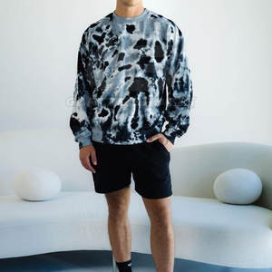 Sudadera con tinte de corbata para hombre, jersey de calle de gran tamaño con patrón de lavado Vintage para trajes de invierno informales de moda - Product Image 3