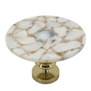 Luxury Agate Stone <b>Cake</b> <b>Stand</b> With Gold Brass Pillar Base Modern Round <b>Marble</b> Dessert Pedestal for High End Wedding Events Gifts - Product Image 4