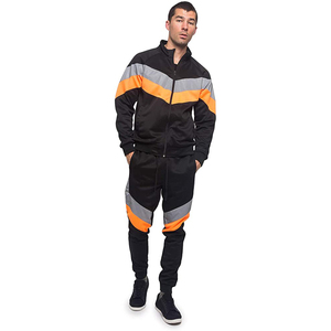 Conjuntos deportivos personalizados de alta calidad para hombre, ropa de invierno de forro polar de algodón y poliéster con logotipo, chándal gris azul con cremallera - Product Image 1
