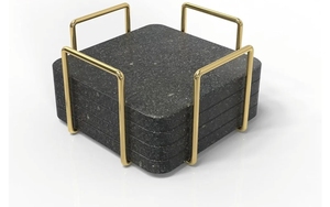 Elegante juego hecho a mano de 4 posavasos de piedra de mármol negro natural Esteras y almohadillas funcionales con estilo duradero para el hogar y la Oficina - Product Image 2