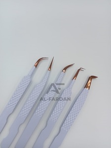Pinzas profesionales para pestañas con agarre de diamante de acero inoxidable logotipo personalizado extensiones de pestañas de oro rosa blanco belleza volumen puntiagudo - Product Image 4