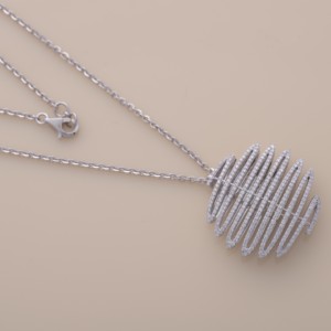 IGI Certified Lab Grown Diamond Abstract Round Brilliant Cut Spiral Pendant <b>Solid</b> 925 Sterling <b>Silver</b> Full Micro Pave - Product Image 1