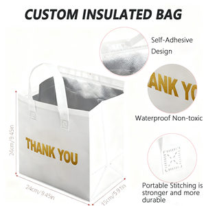 Borsa Termica Riutilizzabile da 30L <span class=keywords><strong>in</strong></span> <span class=keywords><strong>Tessuto</strong></span> Non <span class=keywords><strong>Tessuto</strong></span> con Foglio di Alluminio per Isolamento di Prodotti da Forno, Consegna Torte Fresche - Product Image 6