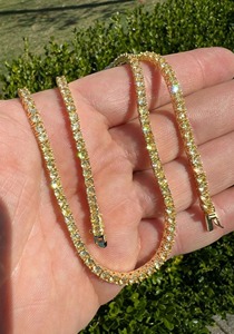 Cadena de Tenis con Diamantes de Moissanita Amarilla, Chapada en Oro, Plata 925, Joyería Fina para Mujer, Precio de Mayoreo, Superventas - Product Image 4