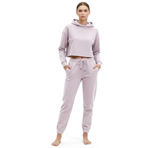 Conjunto de 2 Piezas de Ropa Deportiva para Mujer, Transpirable, de Invierno, 100% Algodón, Sudadera Holgada con Hombros Caídos y Pantalones Deportivos Holgados, Estilo Urbano, Cómodo - Product Image 6