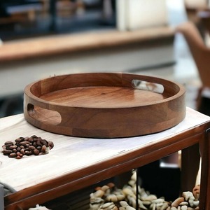 ถาดไม้ทรงกลมสำหรับจัดเก็บ ใช้เสิร์ฟ และตกแต่งบ้าน - Product Image 1