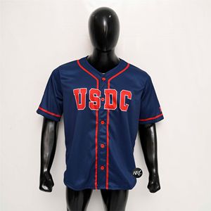 เสื้อเบสบอลผู้ชายแบบ USDC พิมพ์ลายคุณภาพสูง ระบายอากาศได้ดี แห้งเร็ว ไซส์ใหญ่ รับผลิตตามสั่ง พร้อมปักลาย - Product Image 1