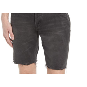 AllSaints Streetwear <b>High</b>-<b>Waist</b> Raw Hem <b>Denim</b> <b>Shorts</b> Breathable Canvas with Distressed Print Y2K StyleCargo Print Washed <b>Black</b> - Product Image 6