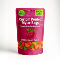 Sachet Mylar personnalisé imprimé pour bonbons, anti-odeur, refermable, à fermeture éclair, pochette verticale, petit emballage alimentaire