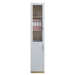 Modern Minimalist 40x40x220cm Rubber Wood Filing Cabinet with Glass Doors Lockable-for Workshop Warehouse or Bedroom-THS68018 - Product Image 1