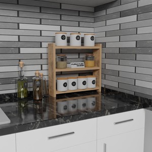 Étagère de rangement de cuisine en métal, étagère à épices, étagère de comptoir, organisateur de salle de bain, étagère de placard, étagère à épices en aggloméré - Product Image 3