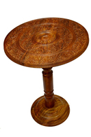Table en bois massif, portable, d'extérieur, fabriquée à la main au Pakistan, avec plateau en bois et support pliable, meubles sculptés à la main de qualité supérieure