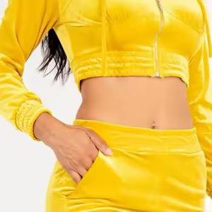 Women's Crop Top Velvet Hoodie & Short Set Soft, Cozy and Ideal for Casual Wear Daily Comfortable at Home Streetwear For Girls - Product Image 2