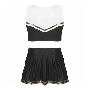 Ensembles d'uniformes de cheerleading personnalisés noirs pour filles, équipe de jeunes, compétition, polyester respirant, vente en gros - Product Image 2
