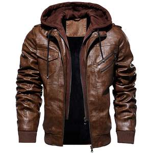 Veste matelassée en cuir écologique respirante coupe-vent en toile d'hiver pour hommes, taille plus, couleur marron, design tendance pour l'extérieur - Product Image 3