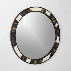 Modern Boho Chic Round Wall <b>Mirror</b> Handcrafted with Elegant Horn & Bone Inlay Decorative <b>Frame</b> Natural Accent for Home Office - Product Image 3