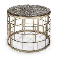 Table d'appoint marocaine Table basse ronde moderne en or vieilli Large plateau en verre miroir pour salon Fabricant en gros