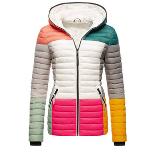 Veste d'hiver chaude à bulles pour femmes manteaux en nylon respirant avec fermeture à glissière légère et brillante veste de style imprimé pour femmes - Product Image 1