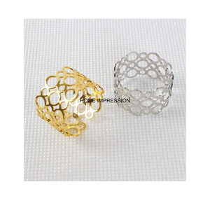 Ensemble d'anneaux de serviette en métal de luxe - Écologiques, en stock, pour la décoration d'événements de mariage, forme et logo personnalisables, design moderne - Product Image 4