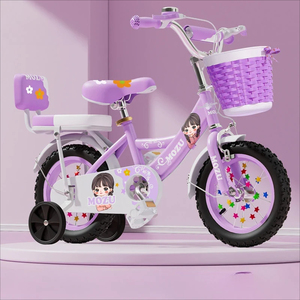 Vélo à 4 roues pour enfants de 12 pouces, 3 à 6 ans, avec roues d'apprentissage, panier, freins à disque, cadre en acier au carbone, frein à pédale ordinaire - Product Image 5