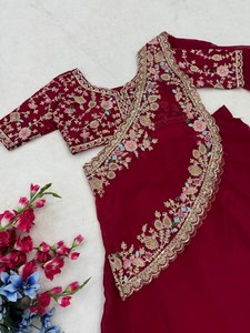 Conjunto de Lehenga Saree para Mujer con Blusa Bordada y Dupatta, Traje Étnico de Fiesta - Product Image 5