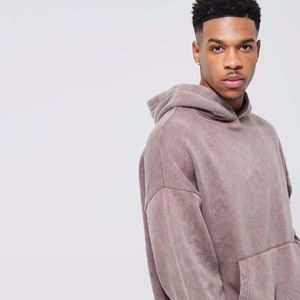 Acid Wash Hoodie 100% Coton/Polyester Heavyweight Streetwear Sweat à capuche surdimensionné Acid Washed Blank Drop Shoulder Hoodie pour hommes - Product Image 5