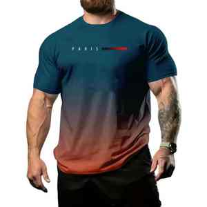 Camiseta informal de manga corta con estampado digital 3D personalizada para hombre, camiseta de poliéster 100% - Product Image 1