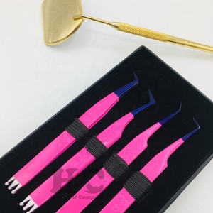Tweezers <b>mink</b> Custom Eyelash Extension Tweezers New Design Stainless Steel Crowen Back Slanted Tip & Logo Offered - Product Image 1