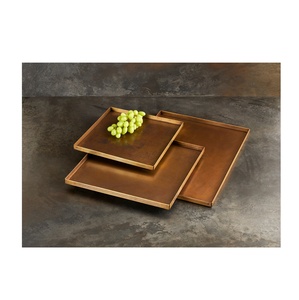 Plateau de service en métal décor de cuisine gâteau aux fruits ferme forme carrée plateau avec poignée en laiton à vendre - Product Image 5