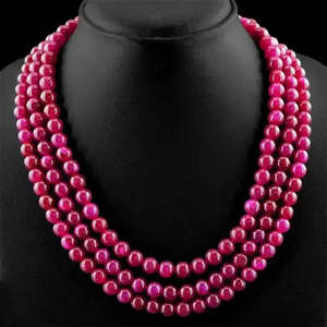 Collar de Cuentas de Rubí Redondas de Calidad AAA+ INCREÍBLE, 575.00 CTS, Extraídas de la Tierra y Mejoradas (RS) Cus-Jew30 - Product Image 2